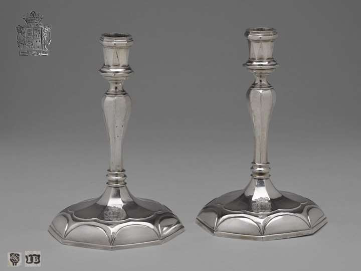 Pair of Silver German Octagonal Candlesticks